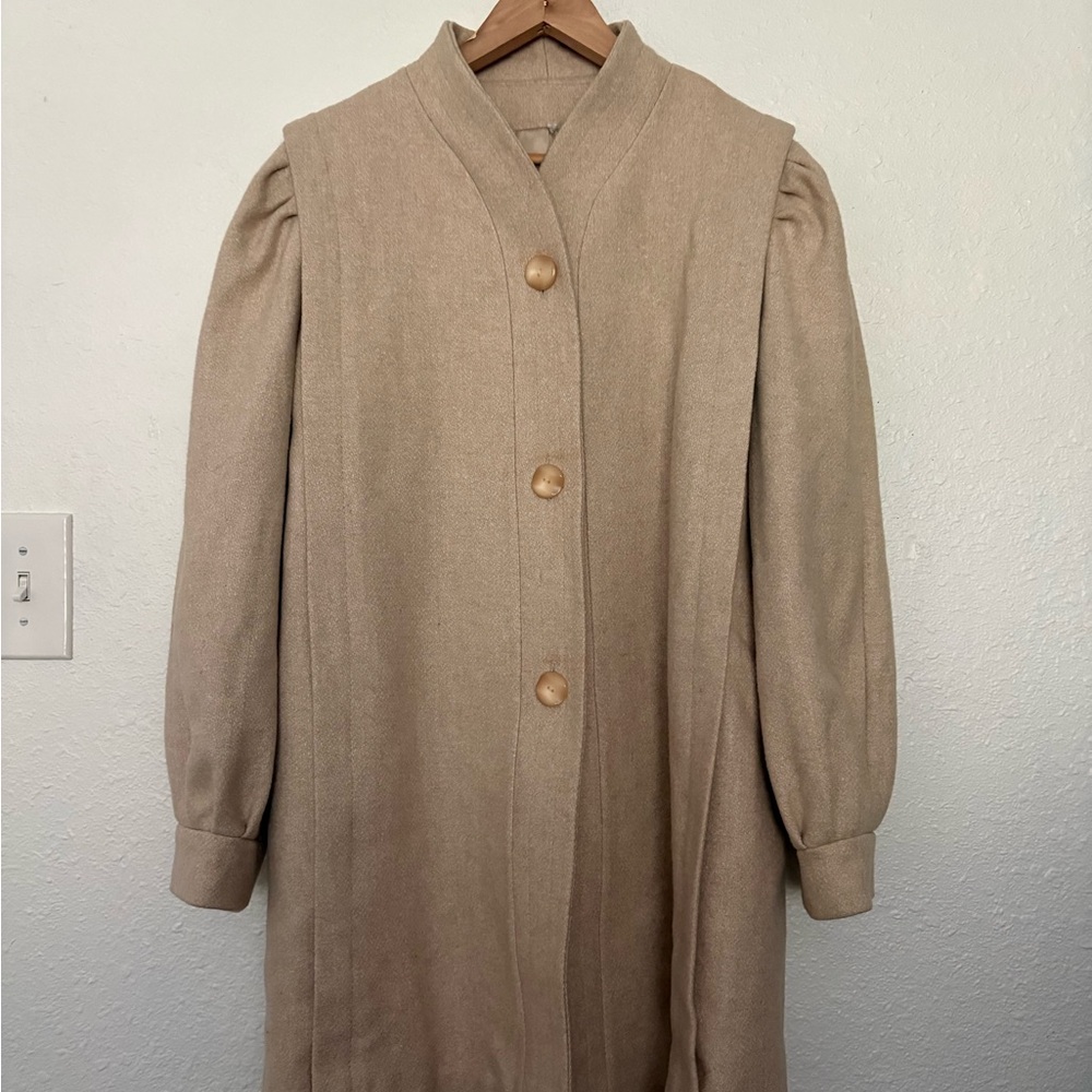 Neutral Tan Button-Front Coat